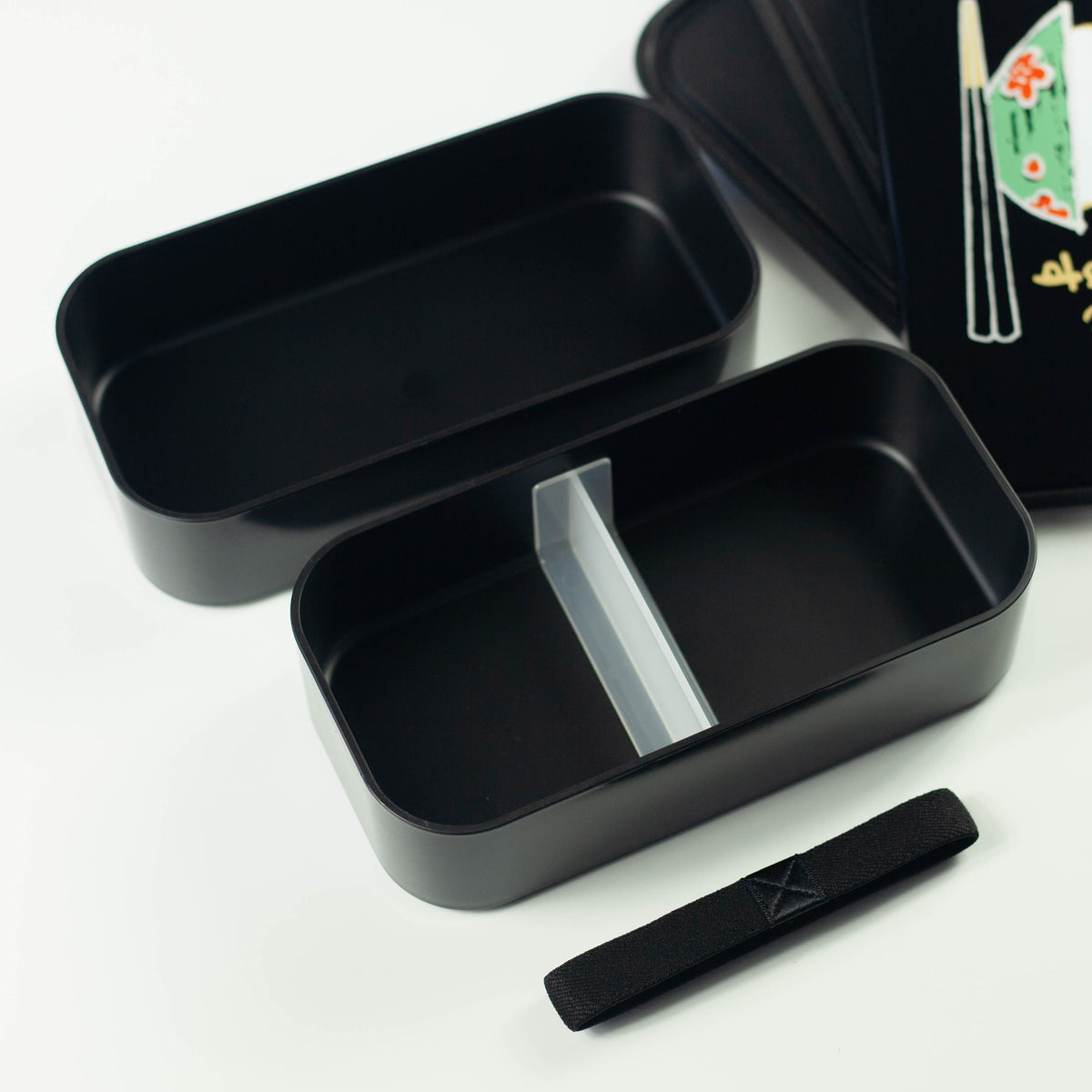 Itadakimasu two-tier bento box with rice bowl and chopsticks illustration