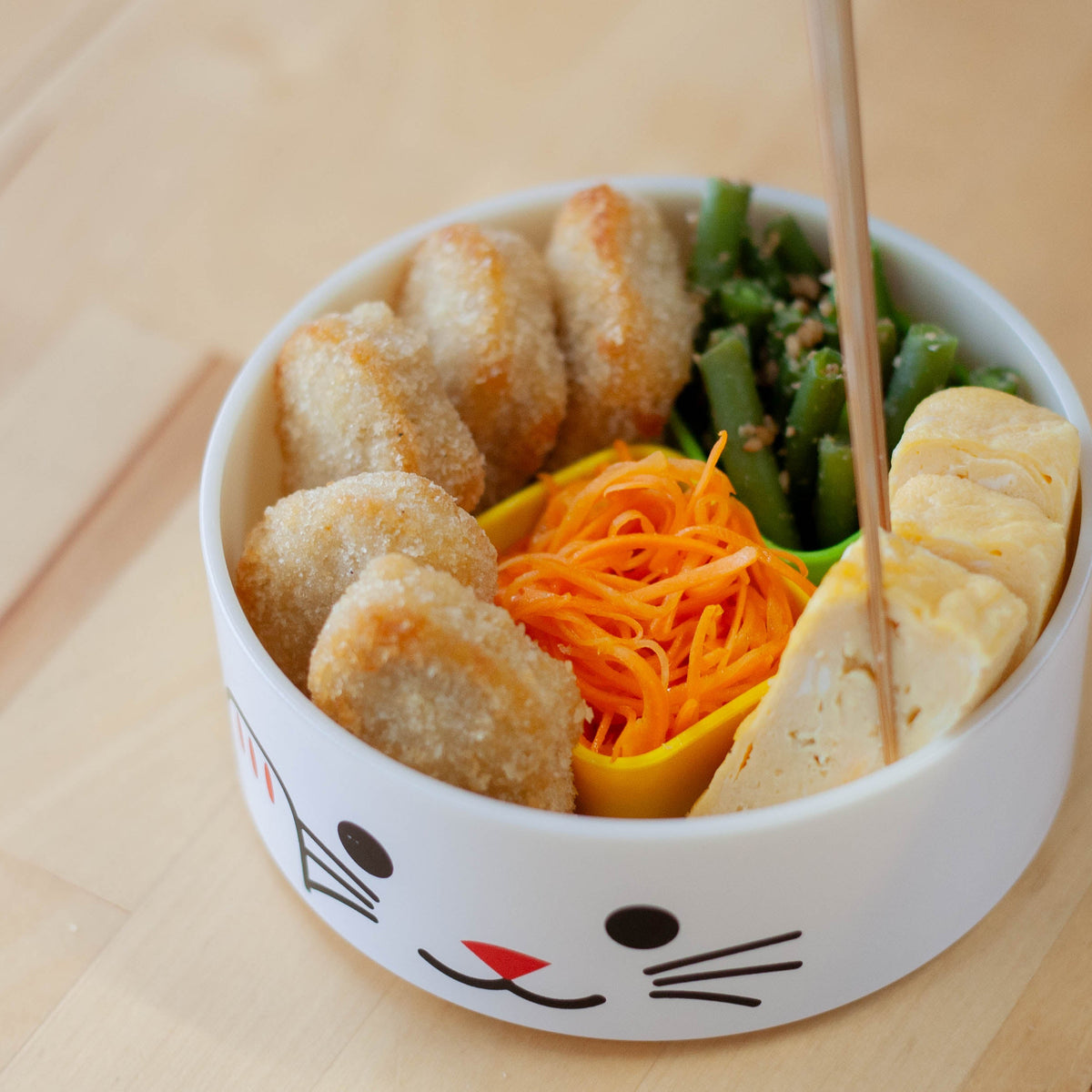 Big Kokeshi Bento Box | Maneki Neko in White and Black, a Japanese lucky cat-inspired lunch box