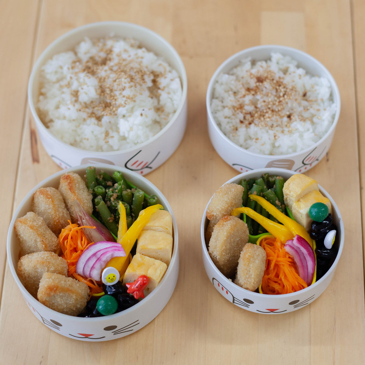 White and Black Kokeshi Bento Boxes | Maneki Neko, Japanese lucky cat-inspired lunch boxes