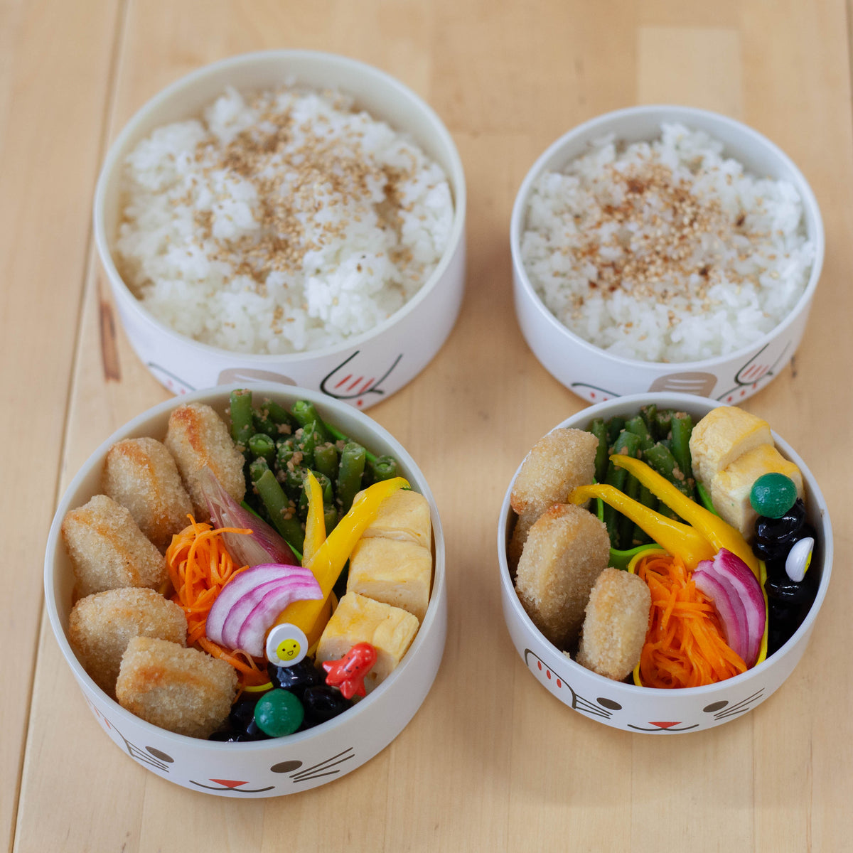 Big Kokeshi Bento Box | Maneki Neko in White and Black, a Japanese lucky cat-inspired lunch box