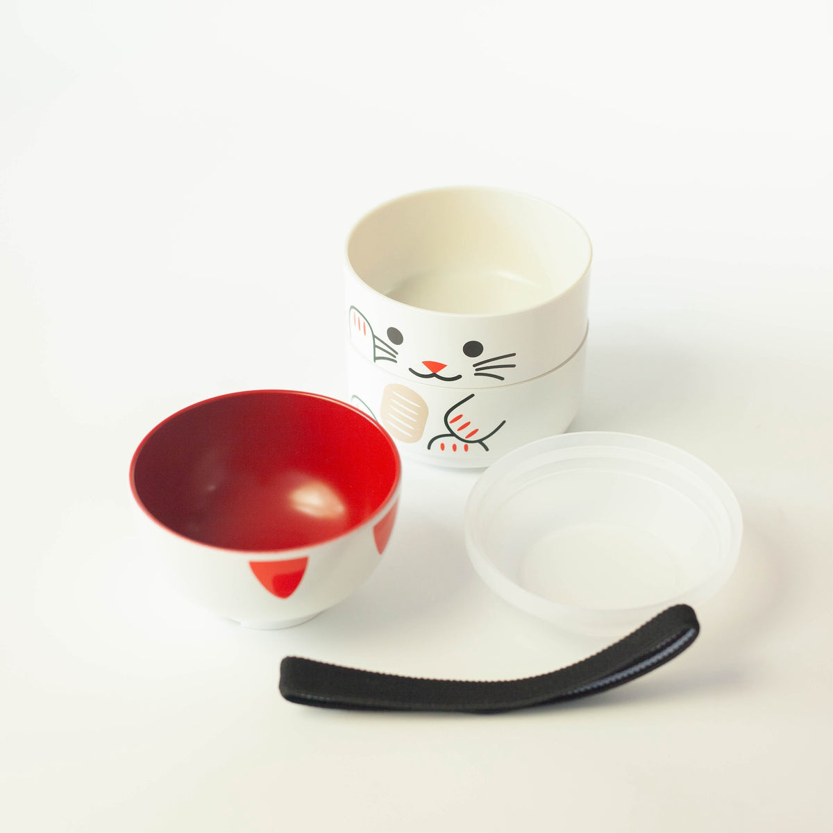 White and Black Kokeshi Bento Boxes | Maneki Neko, Japanese lucky cat-inspired lunch boxes