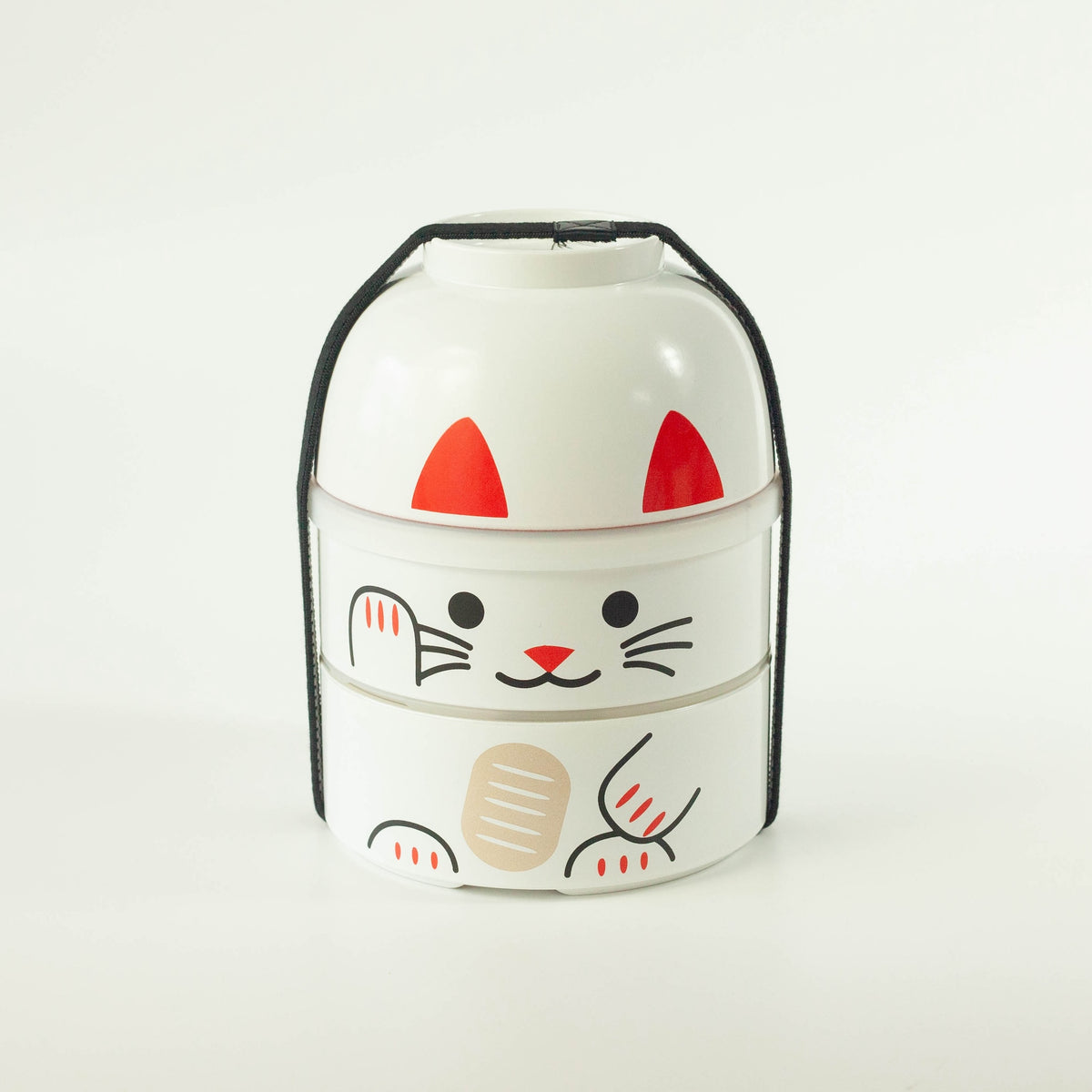 Big Kokeshi Bento Box | Maneki Neko in White and Black, a Japanese lucky cat-inspired lunch box
