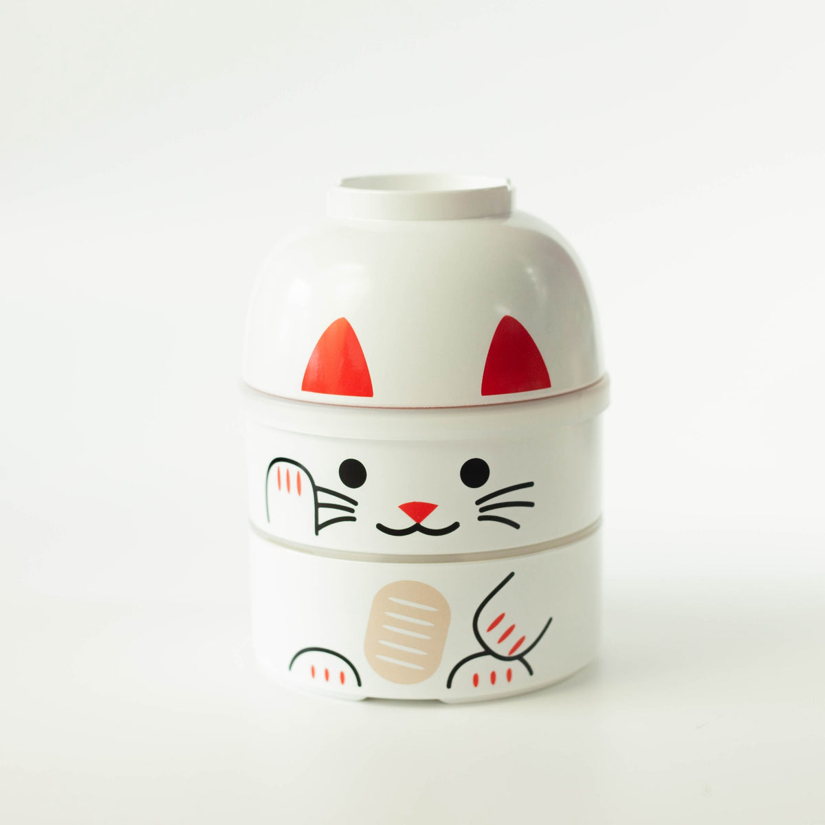 Big Kokeshi Bento Box | Maneki Neko in White and Black, a Japanese lucky cat-inspired lunch box