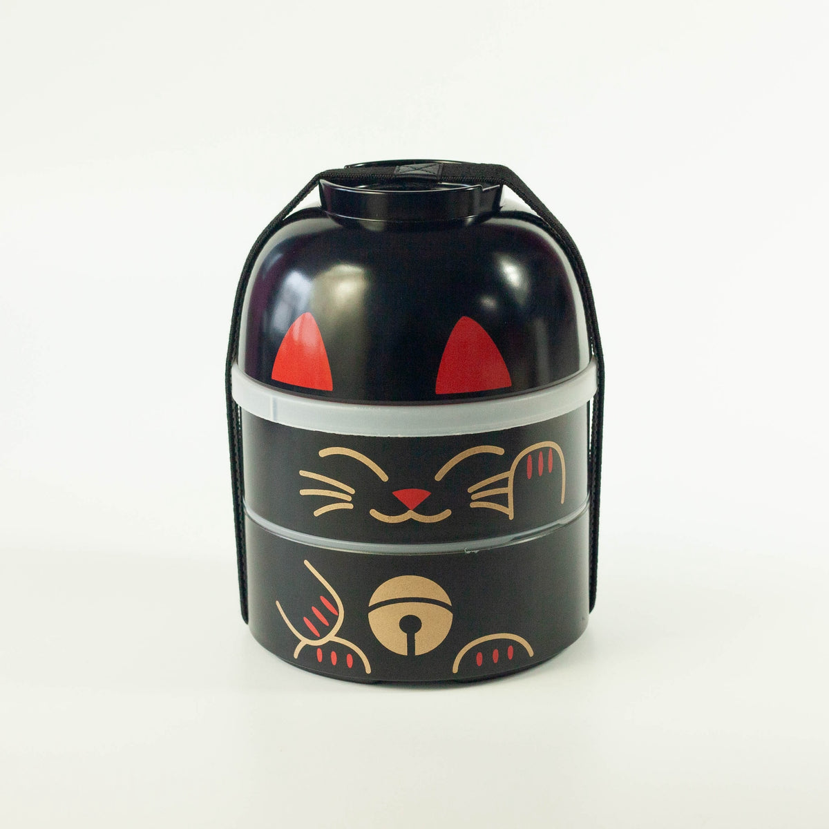 Big Kokeshi Bento Box | Maneki Neko in White and Black, a Japanese lucky cat-inspired lunch box