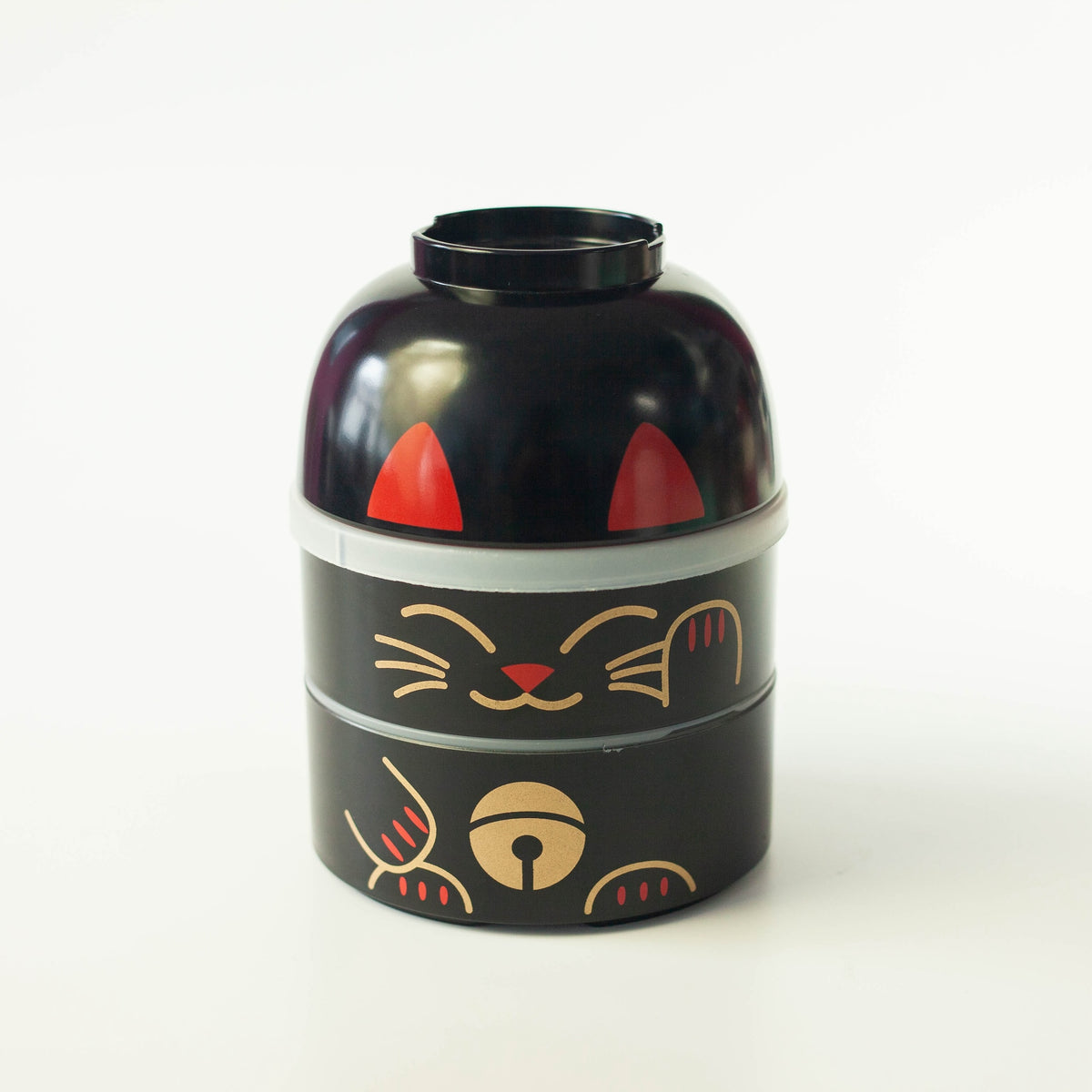 Big Kokeshi Bento Box | Maneki Neko in White and Black, a Japanese lucky cat-inspired lunch box