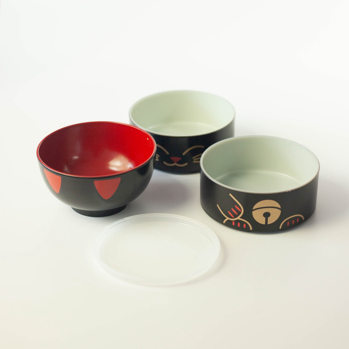 Big Kokeshi Bento Box | Maneki Neko in White and Black, a Japanese lucky cat-inspired lunch box