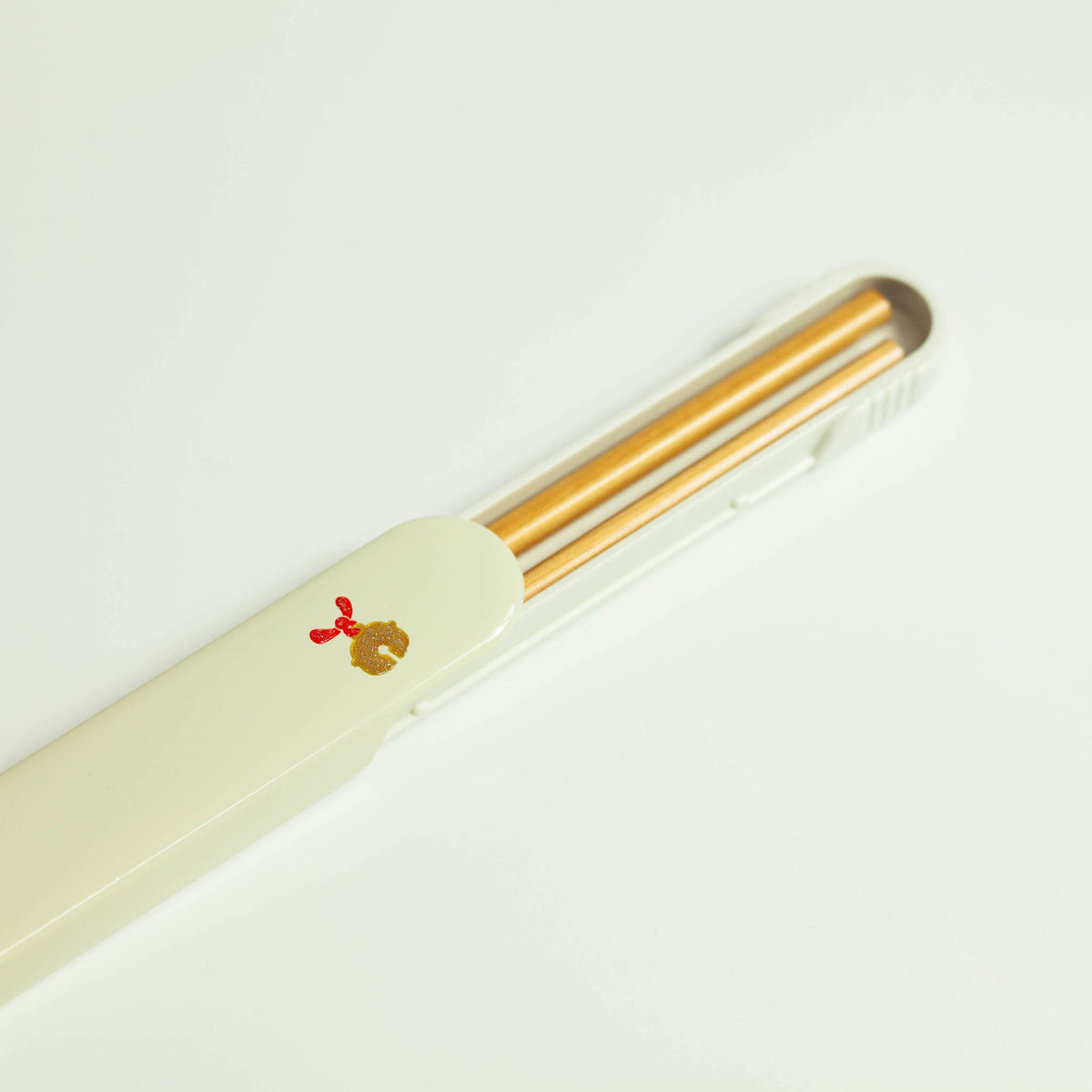 Kao Neko white cat chopsticks set with sliding case - 18cm wooden chopsticks, made in Japan