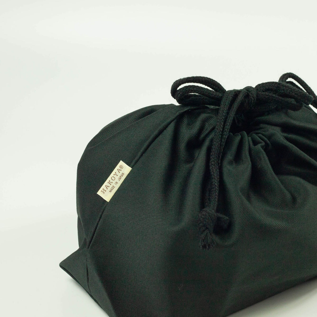 Black Drawstring Lunch Bag, cotton bento bag for lunch boxes up to 1300 ml