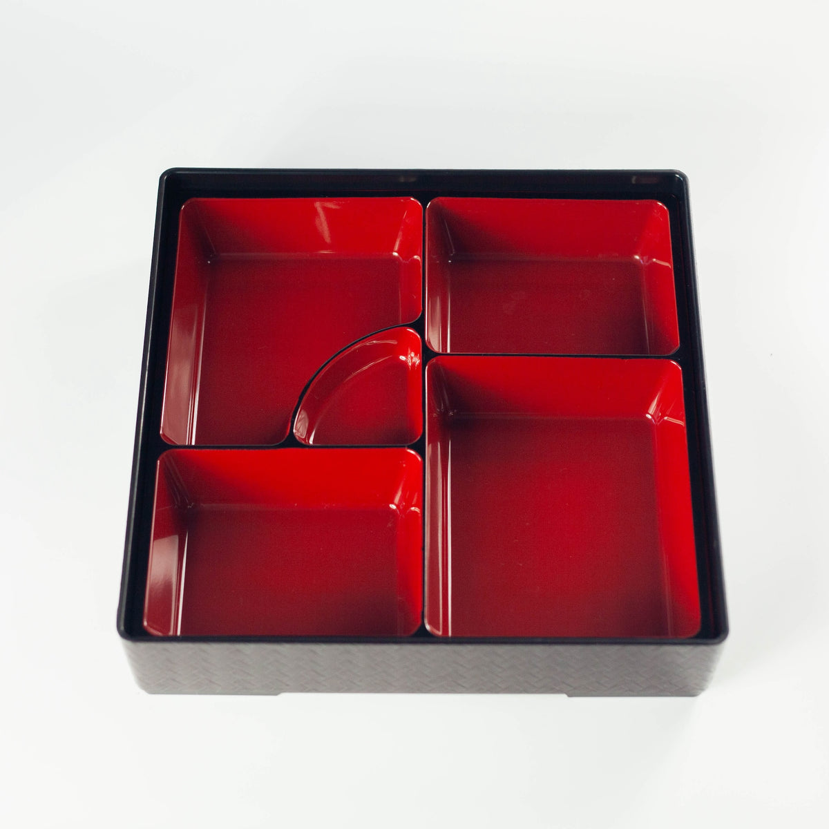 Shokado Ajiro Bento Box, dark brown one-tier Japanese bento box with a woven-texture lid