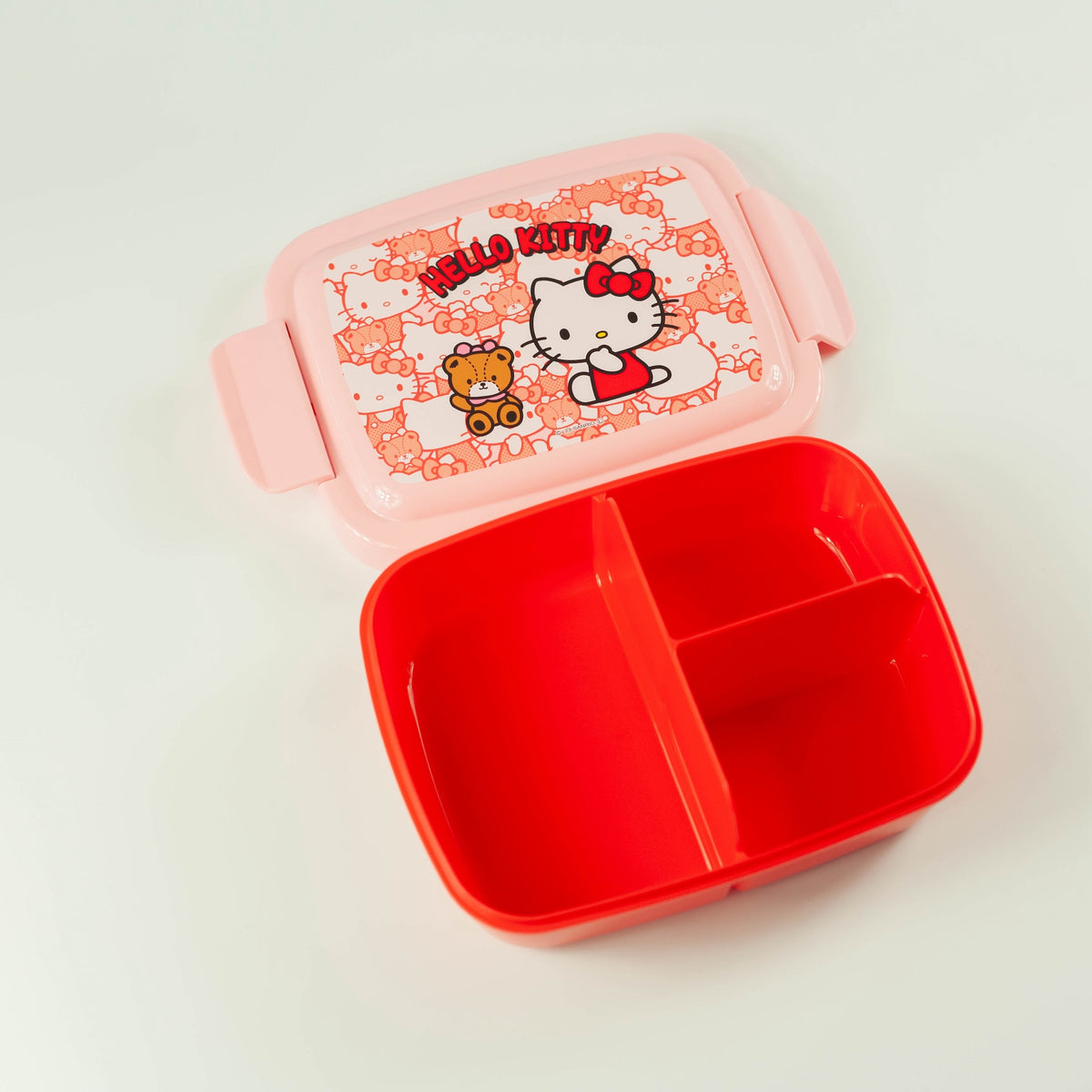 Hello Kitty Bento Box, single-tier 840ml lunch box with three inner compartments, made in Japan
