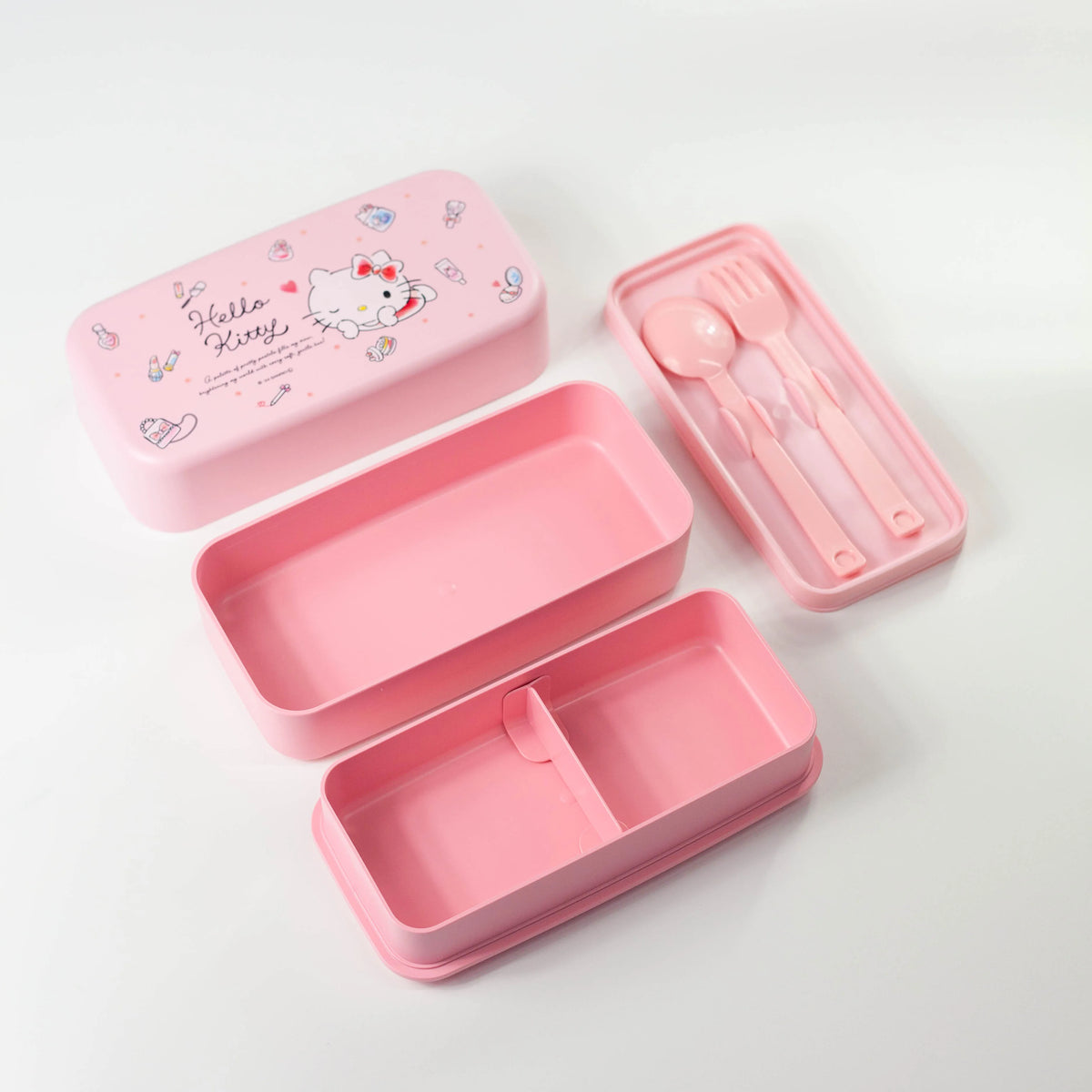 Hello Kitty Water Colors 1,000 ml two-tier jumbo bento box in pastel pink