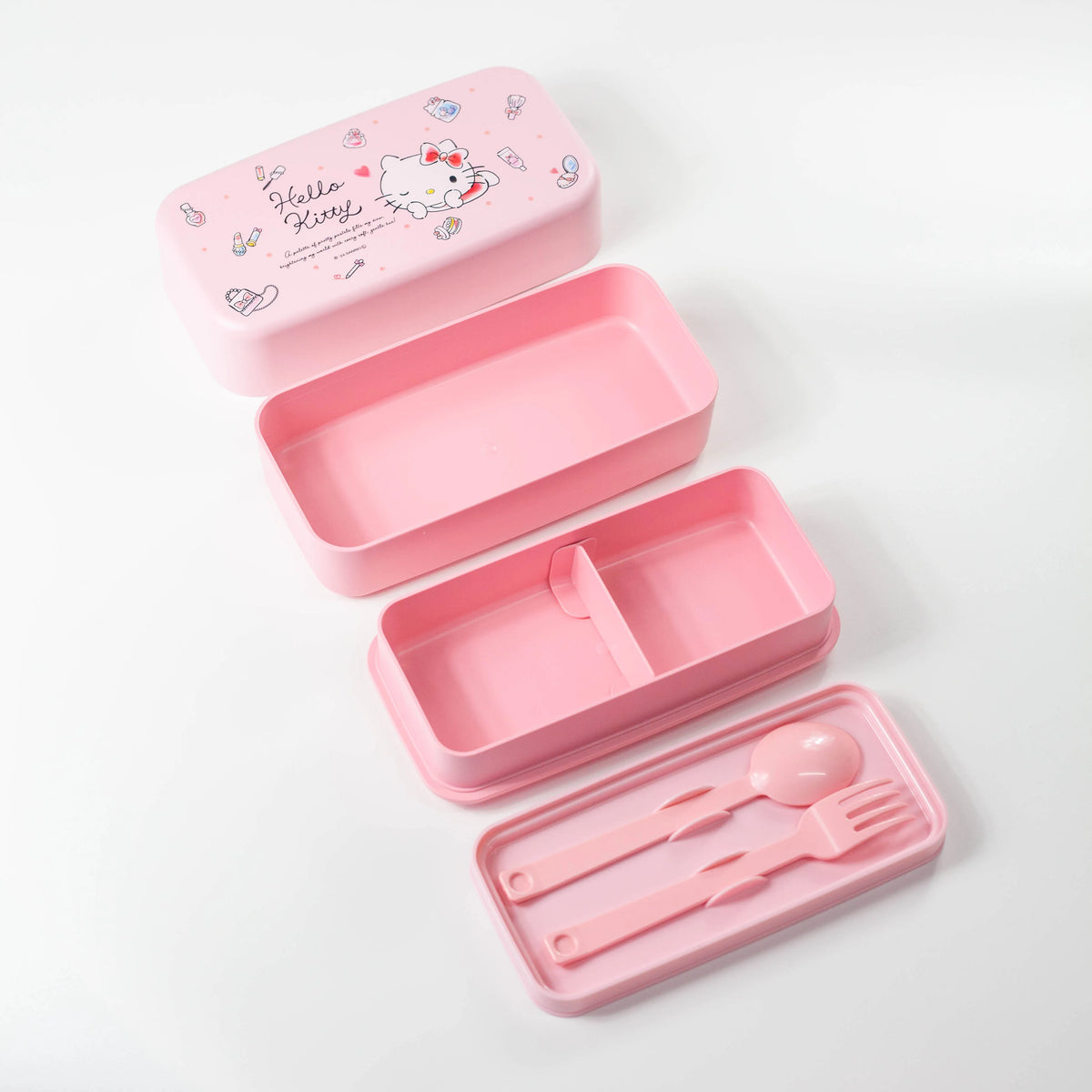 Hello Kitty Water Colors 1,000 ml two-tier jumbo bento box in pastel pink