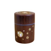 Hakoya usagi rabbit woodgrain tea canister 250mL, BPA-free plastic with silicone lid, made in Japan
