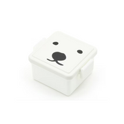 GEL-COOma Bento Box Small 220mL – white square container with bear face design, closed lid