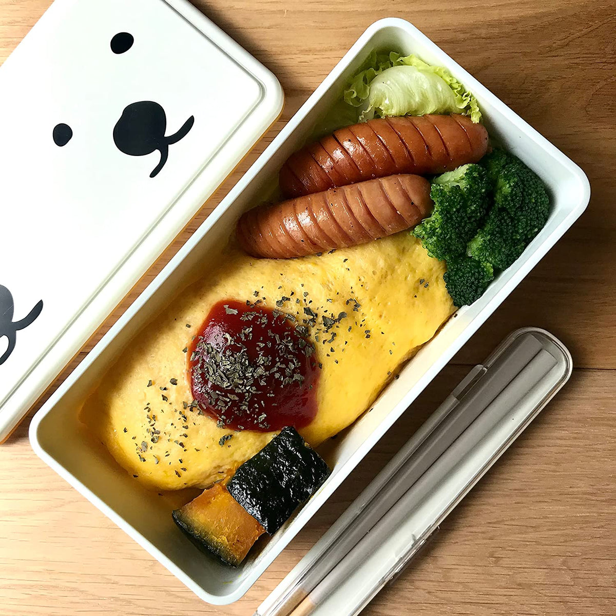 GEL-COOma Bento Box Twins components – lid, container, yellow inner tray, and elastic band