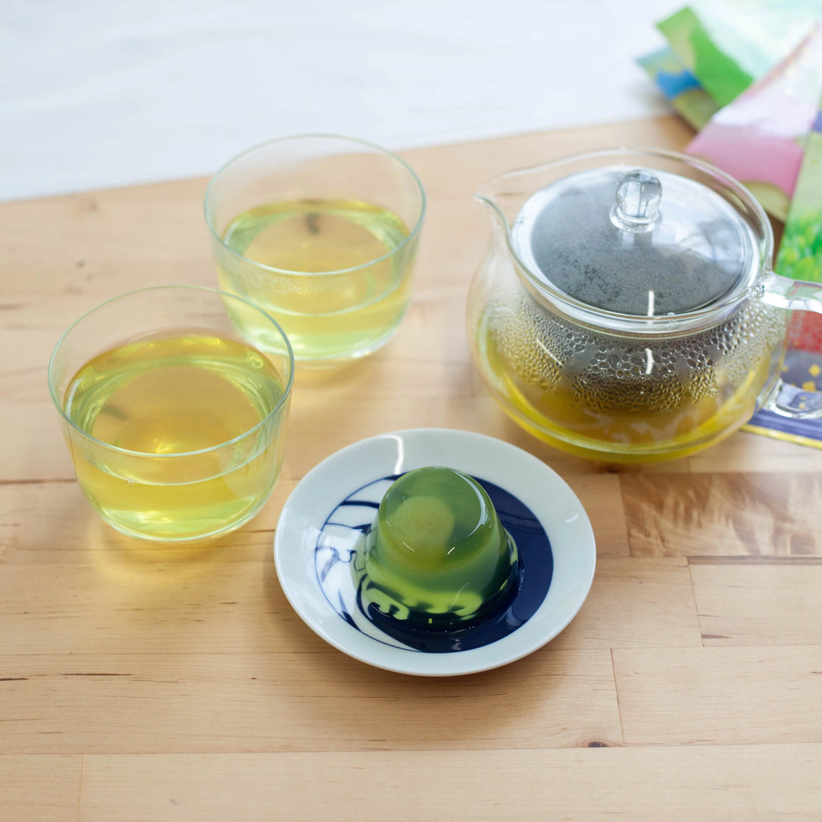 Sencha Green Tea Sampler Pack, set of 4 color-coded Shincha bags from Shizuoka, Kagoshima, Uji, and Yame, premium Japanese first harvest green tea