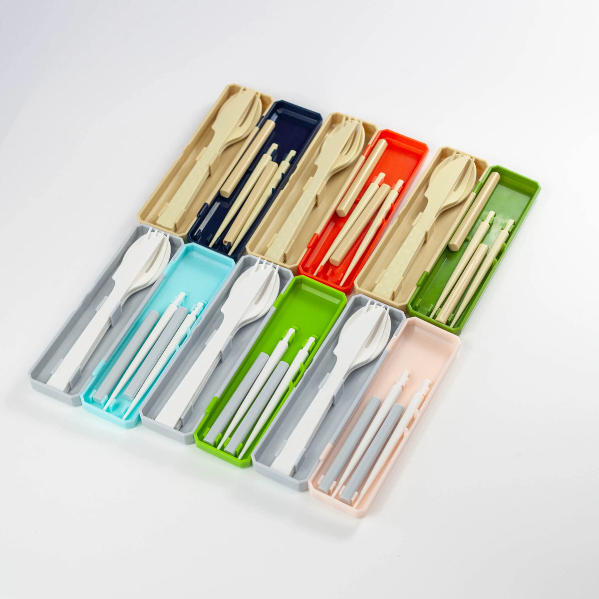GO OUT Cutlery Set – Compact fork, spoon, knife & collapsible chopsticks in a portable case, Made in Japan