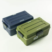 Storage Bento Box – rugged military-style Japanese lunch box with locking clips in navy blue and olive green, 900ml capacity, made in Japan