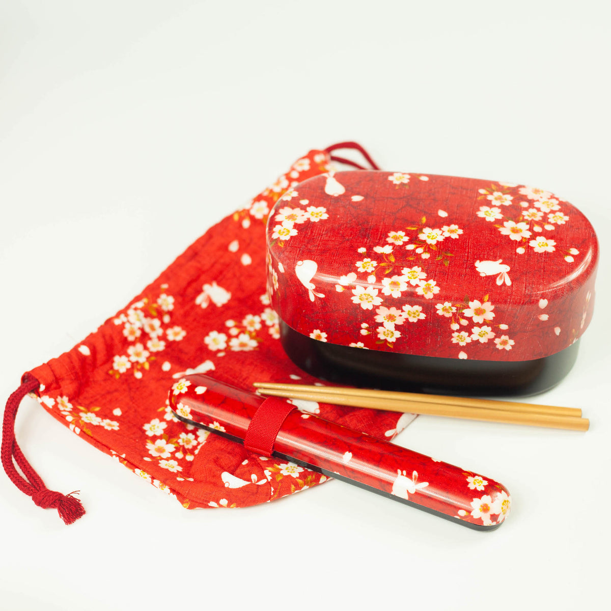 Sakura Usagi 830ml bento bundle with a cherry blossom and rabbit design