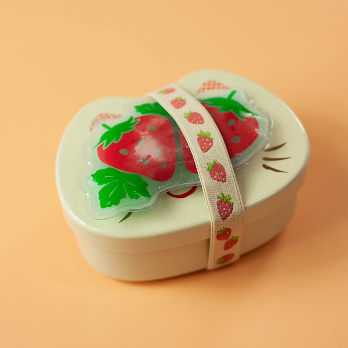 Fruit ice pack and matching lunch band set in orange, strawberry and pineapple designs