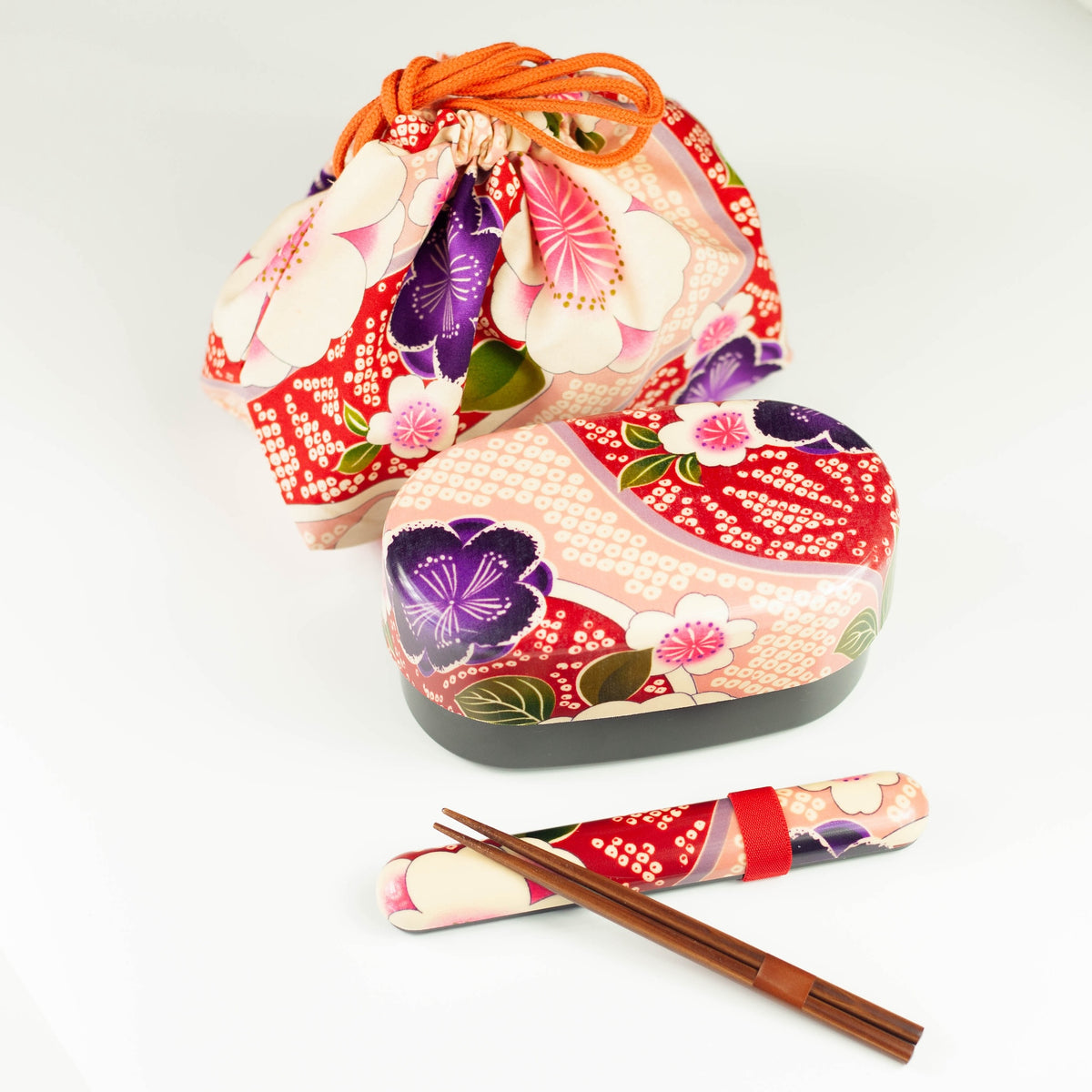 Kimono Sakura Pink bento bundle with a cherry blossom pattern