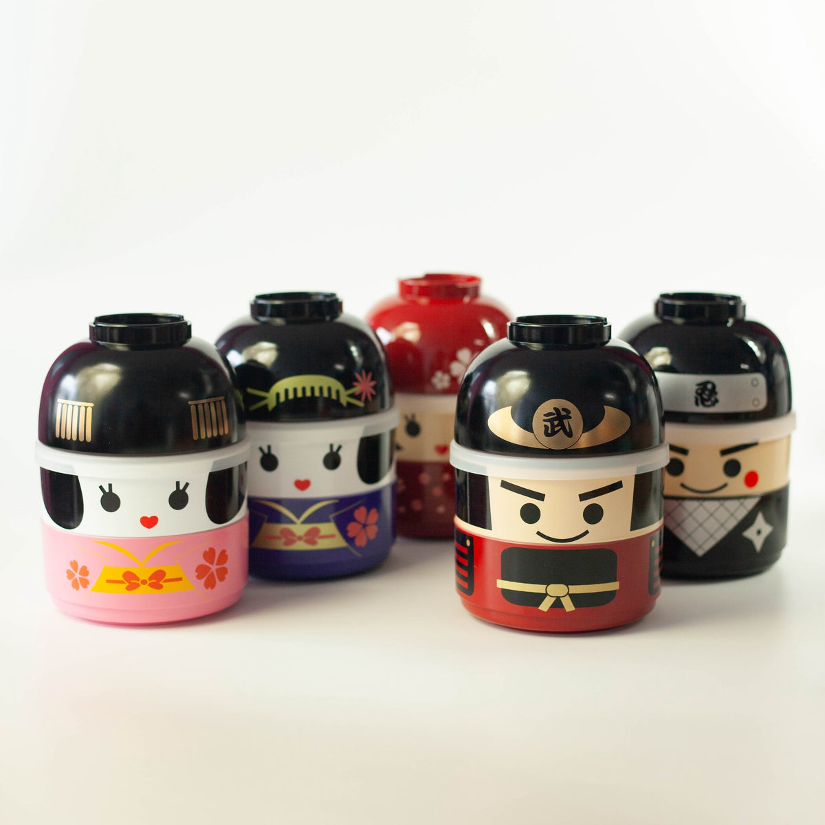 Kokeshi Bento Box Maiko, geisha-inspired Japanese bento box with two tiers and soup bowl