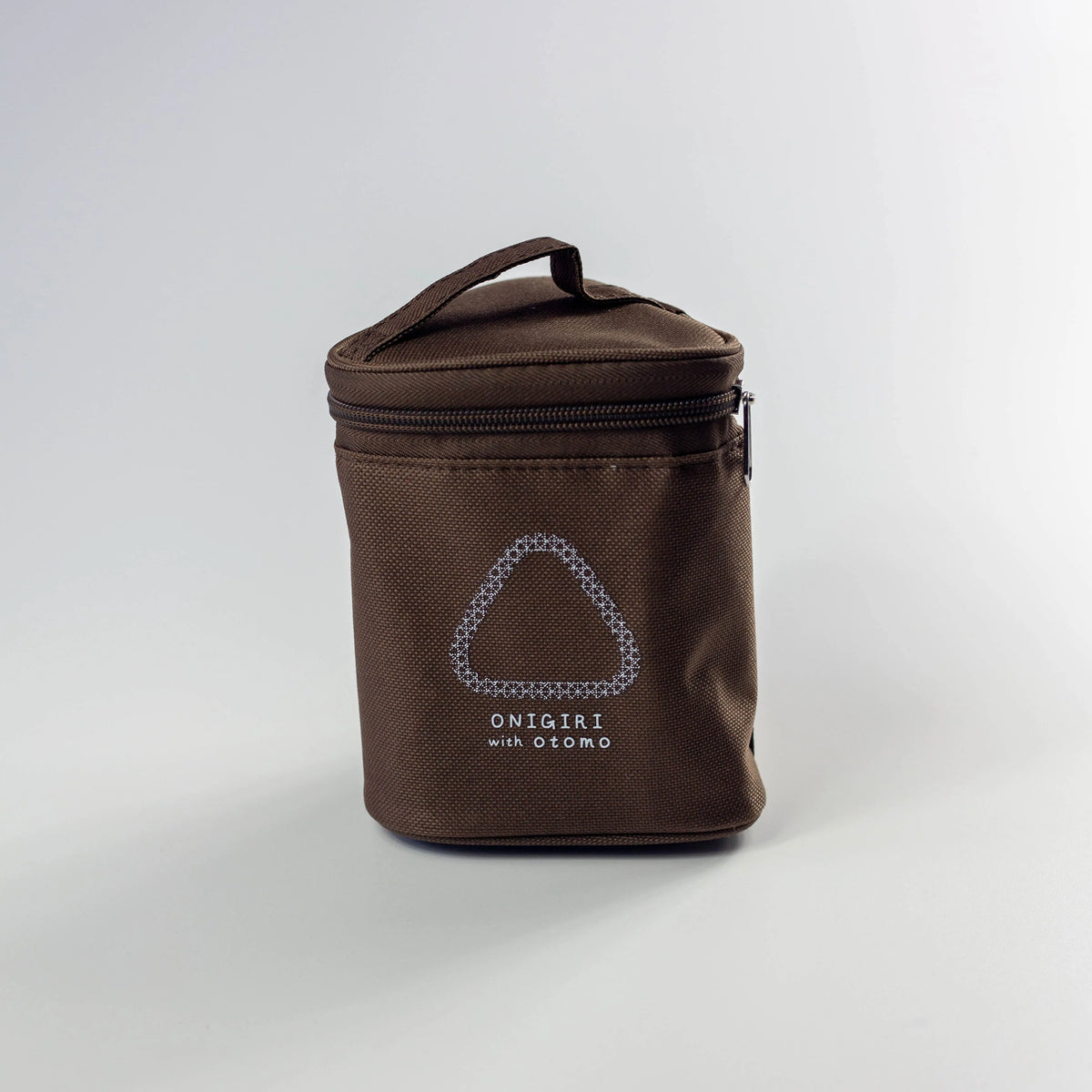 Otomo insulated onigiri lunch bags in brown and black with side dish containers