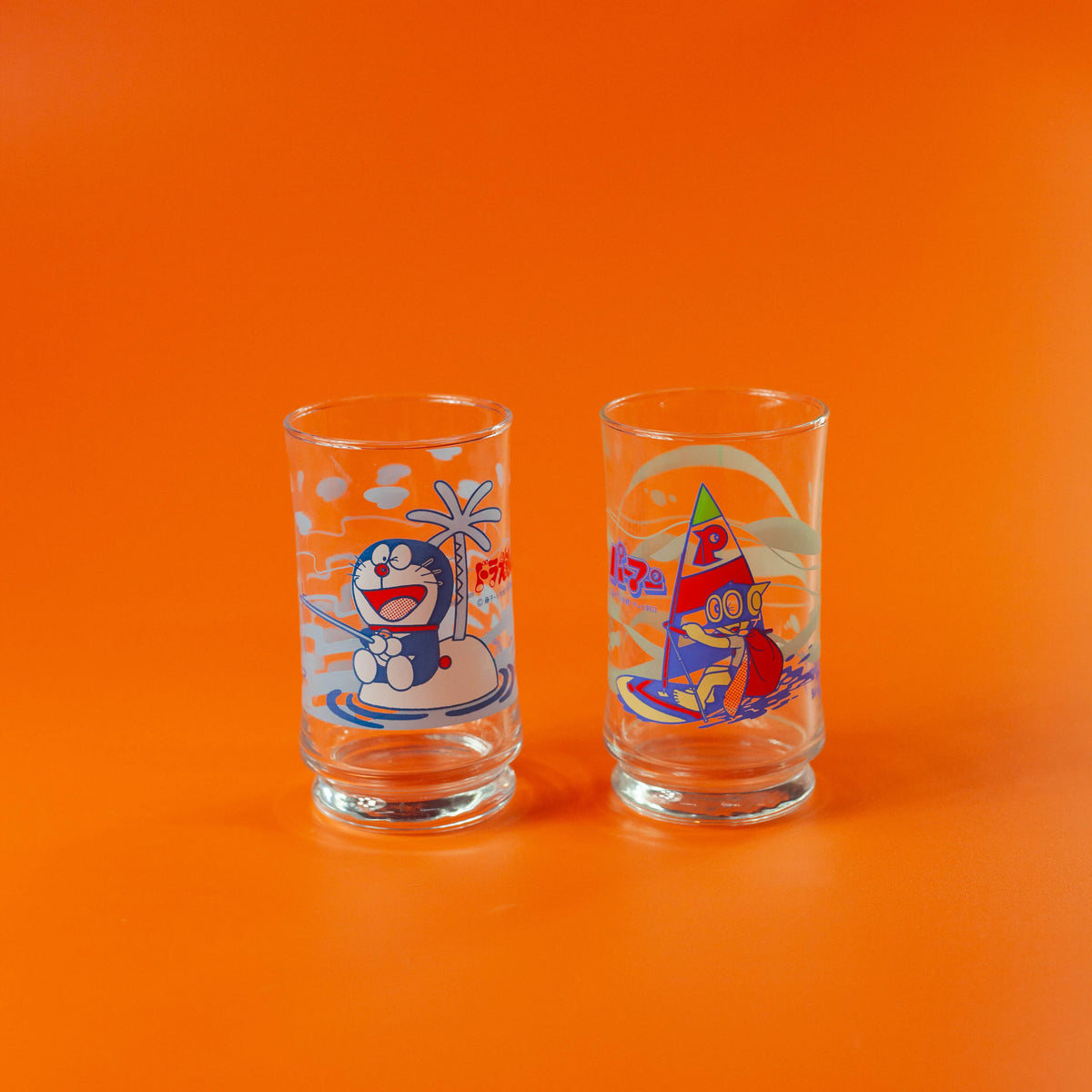 Doraemon and Perman Glass Set
