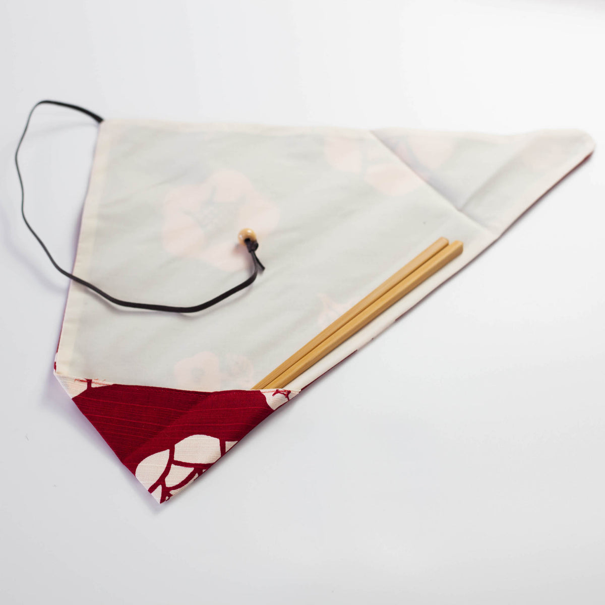 Furoshiki cloth chopstick case in colorful Japanese floral patterns