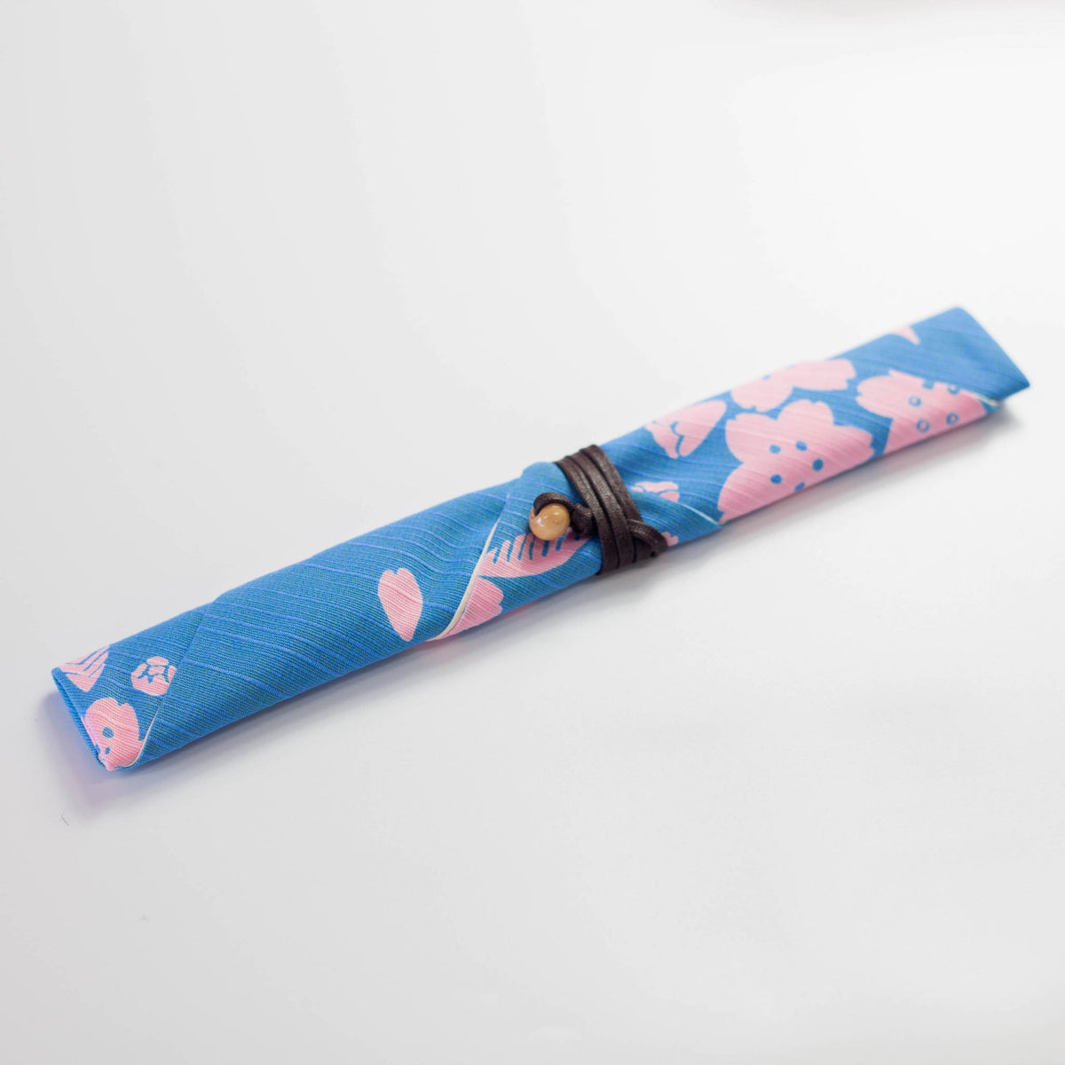 Furoshiki cloth chopstick case in colorful Japanese floral patterns