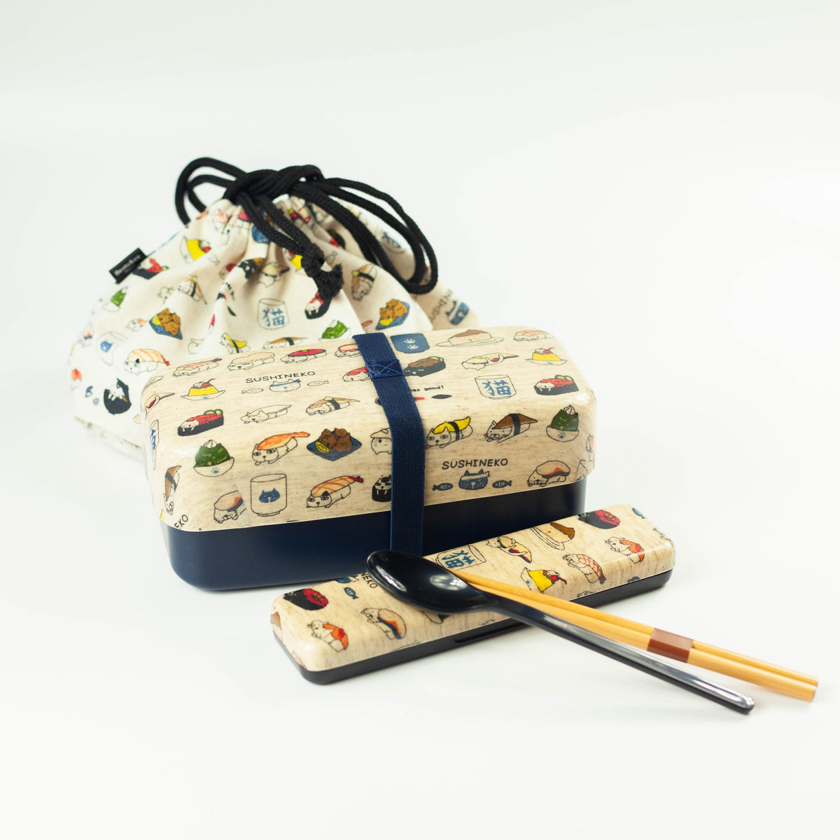 Sushi Neko 950ml bento bundle with a playful cat and sushi design