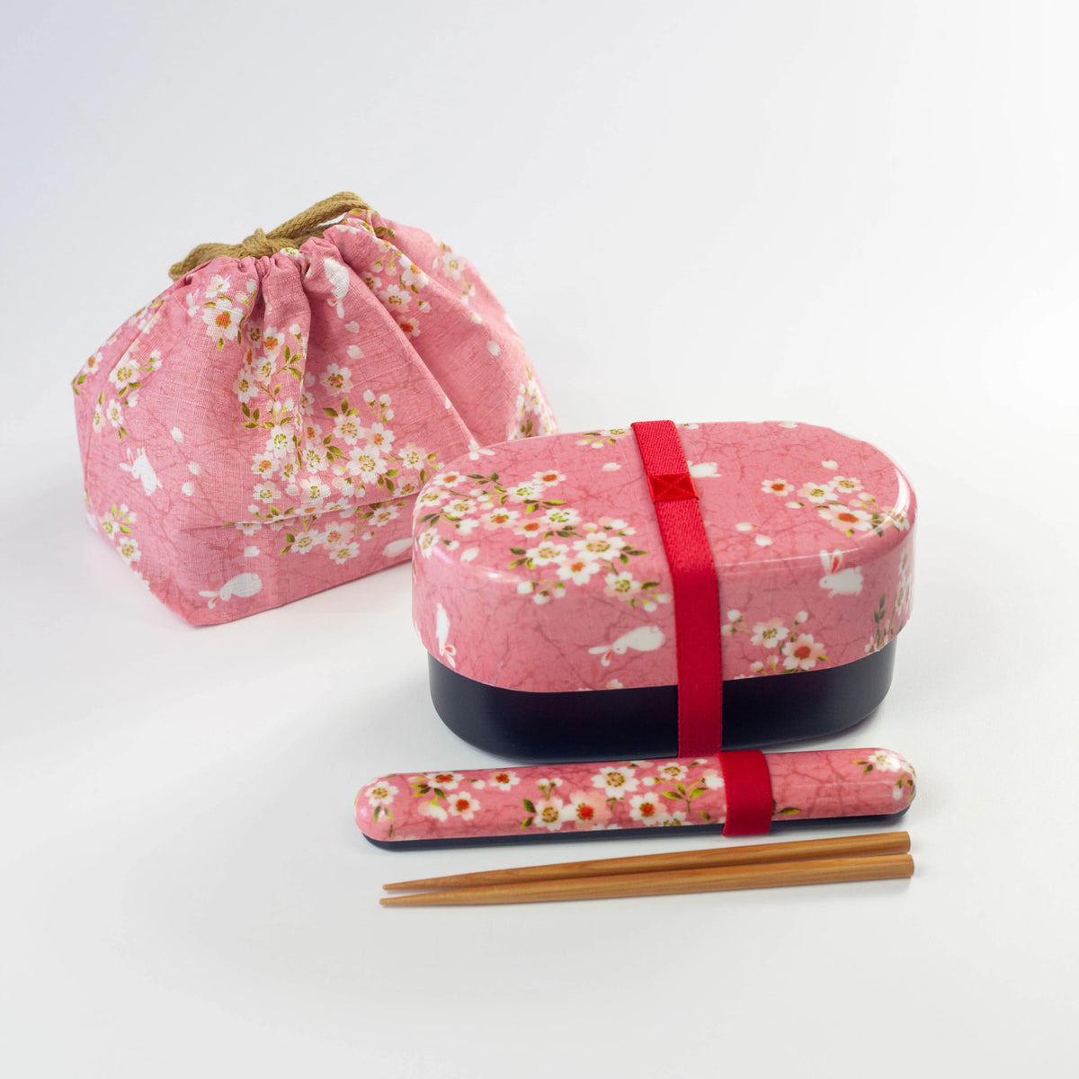 Sakura Usagi 830ml bento bundle with a cherry blossom and rabbit design