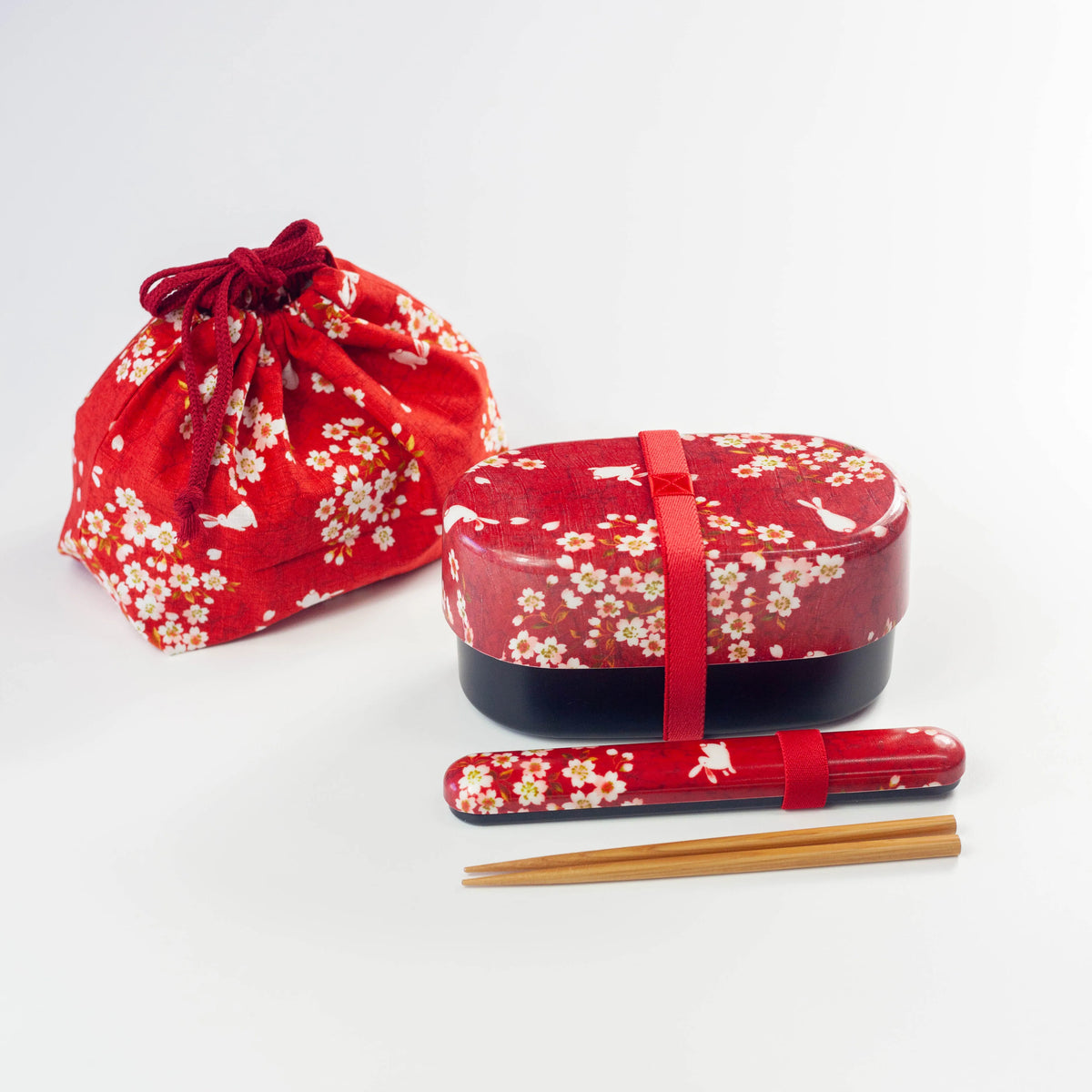 Sakura Usagi 830ml bento bundle with a cherry blossom and rabbit design