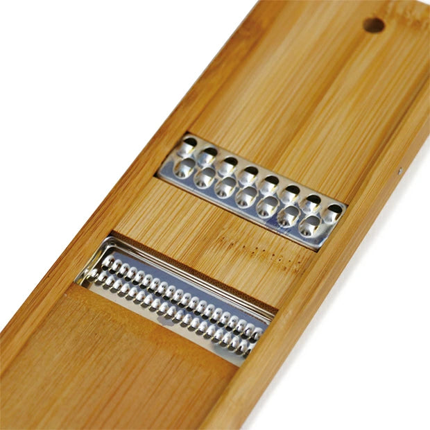 Handcrafted Kyoto bamboo mandoline slicer with a stainless steel blade