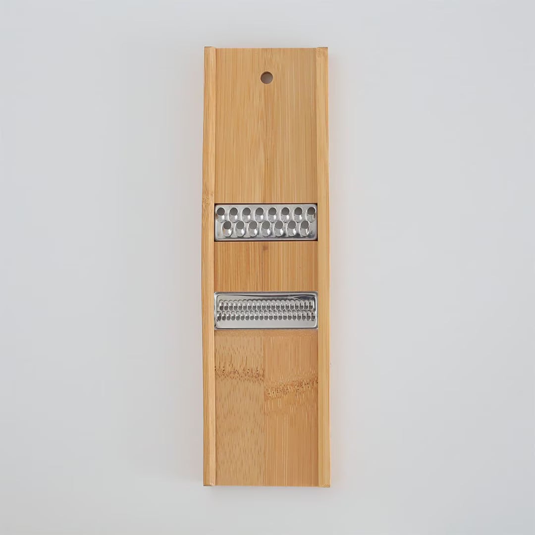 Handcrafted Kyoto bamboo mandoline slicer with a stainless steel blade