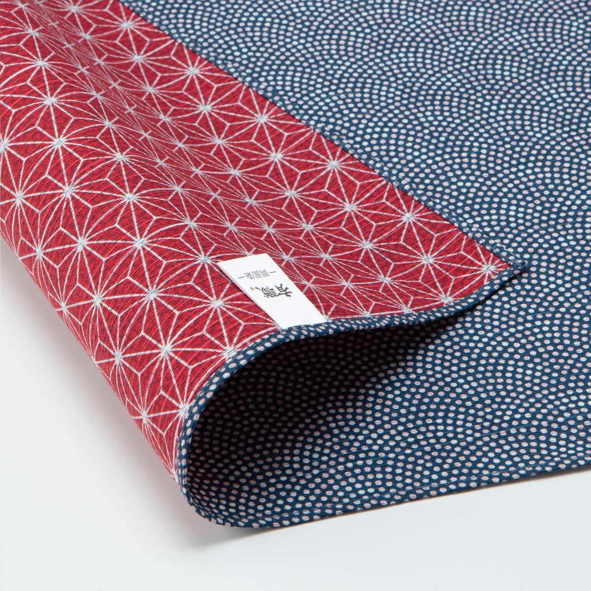 Furoshiki reversible 50cm | Asanoha Nami (azul marino/rojo)