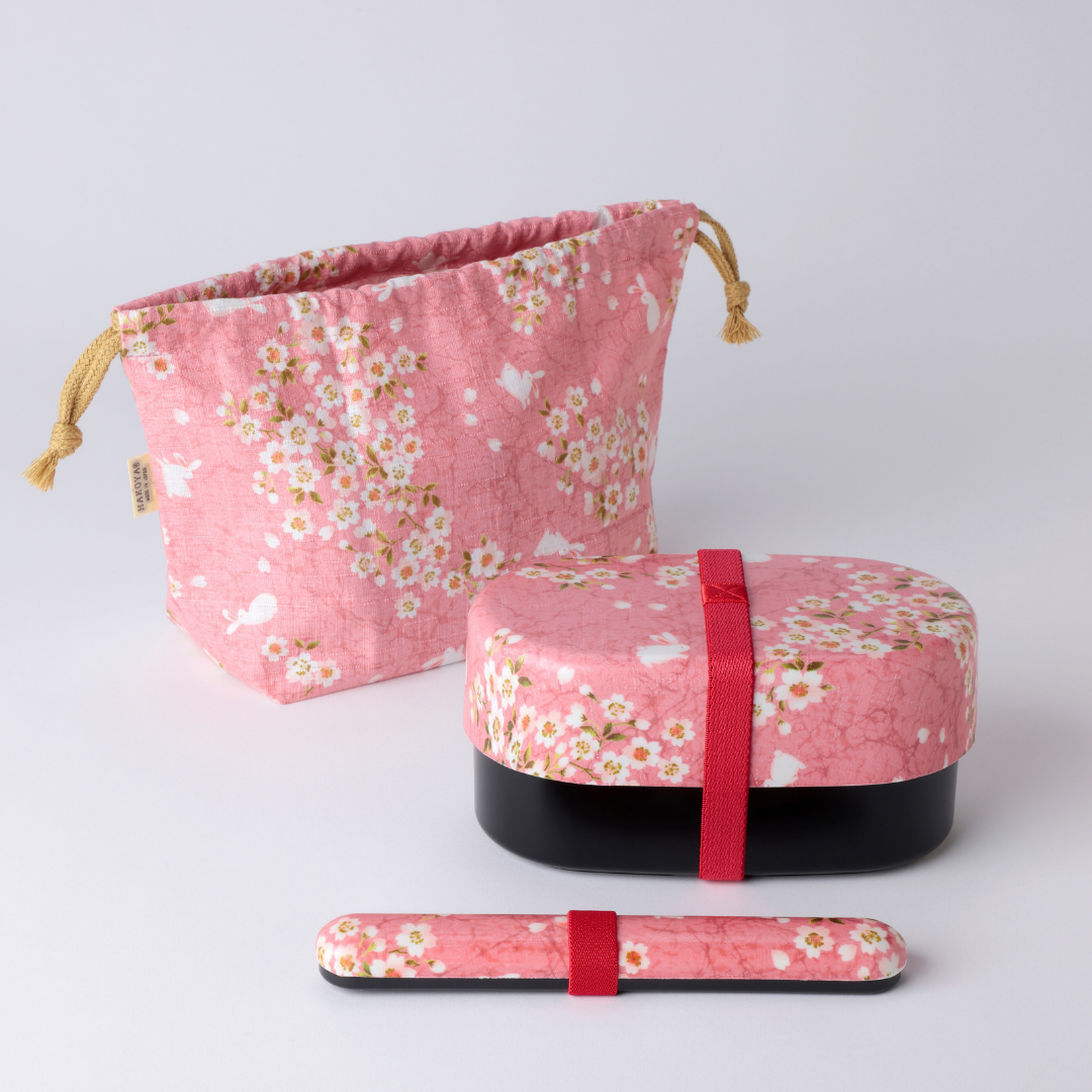 Sakura Usagi 830ml bento bundle with a cherry blossom and rabbit design