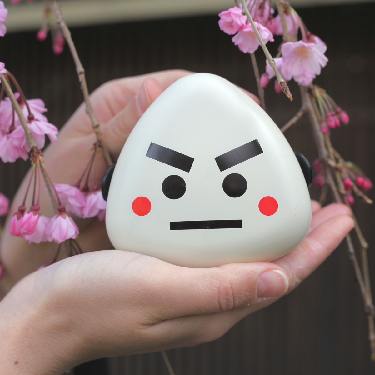 Onigiri Box Norio, kawaii two-compartment bento box with Happy Family character design, BPA-free plastic, made in Japa
