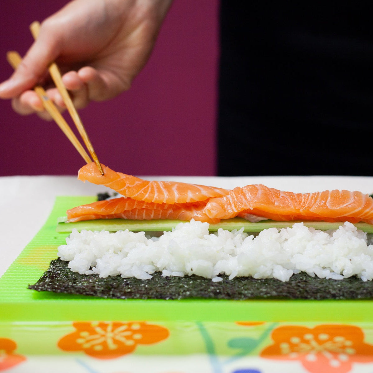 Sushi roller mat 26x25.7cm, BPA-free polypropylene, dishwasher safe, made in Japan