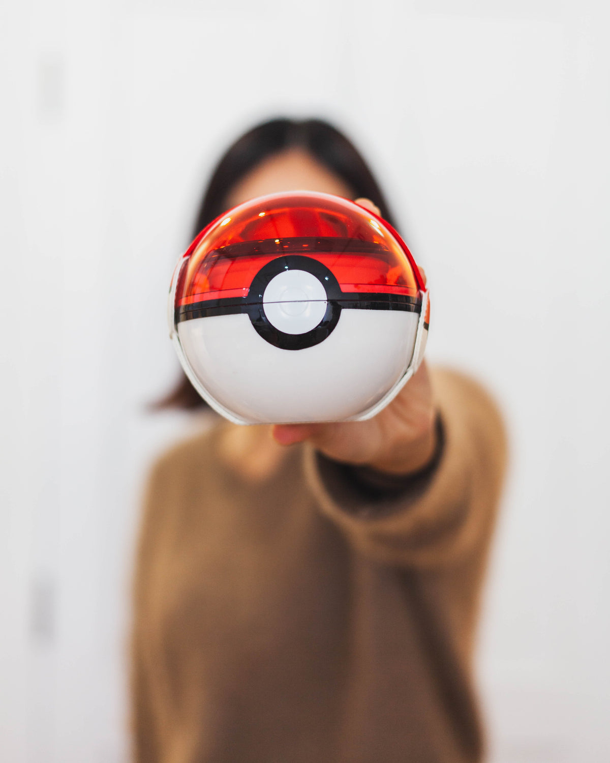 Pokeball Bento Box, small two-tier lunch box shaped like a Pokeball with lunch band
