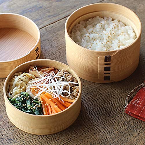 Magewappa Maru two-tier bento box made from Japanese Akita cedar wood, handcrafted in Odate, Japan