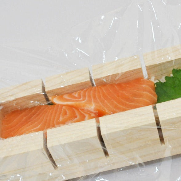 Hinoki Sushi Mold – Japanese cypress wood oshi-zushi press mold with dividers for making perfectly shaped pressed sushi pieces, natural wood finish, made in Japan