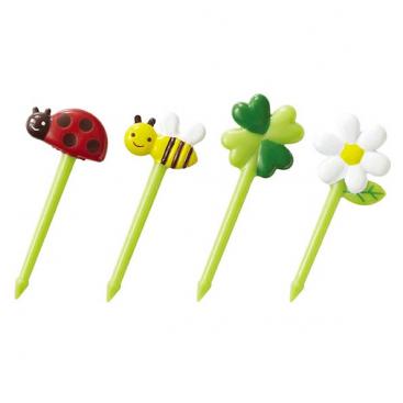 Honey and Flowers bento food picks set of 8 - bee, ladybird, clover and daisy designs